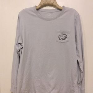 Ivory Ella L/S t=shirt, stone gray w/water color elephant